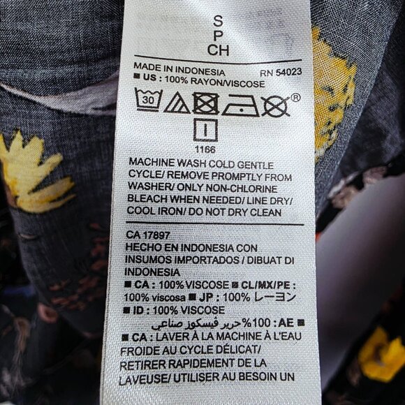 Old Navy Womens Boho Floral Print V-Neck Top Small Black Pullover Blouse Pleated - Picture 12 of 15